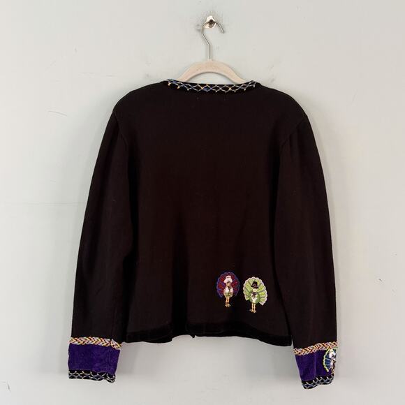 Vintage Jack B Quick Thanksgiving Beaded Turkey Retro Cardigan Sweater - Picture 3 of 4